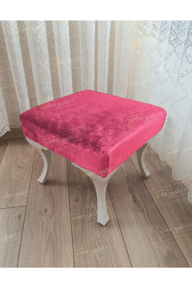 aldagelsin Ayak Ucu Kapı Önü Antre Düz Bench Puf Beyaz Ayak Pembe 45 x 45 ürün görseli 1