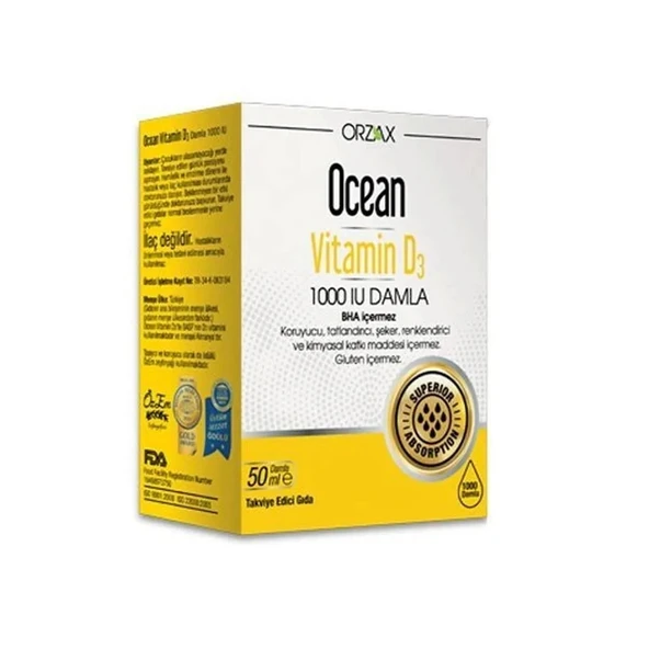 Ocean Vitamin D3 1000 IU Damla 50 ml ürün görseli 1