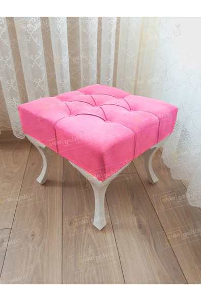 aldagelsin Kapitoneli Makyaj Pufu Ayak Ucu Puf Beyaz Ayak (45*45) Pembe 45 x 45 ürün görseli 1