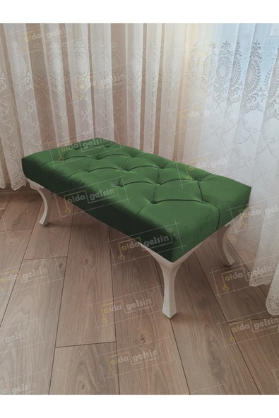 aldagelsin Kapitoneli Ayak Ucu Kapı Önü Antre Bench Puf Beyaz Ayak (120*45) Yeşil 120 x 45 ürün görseli 1