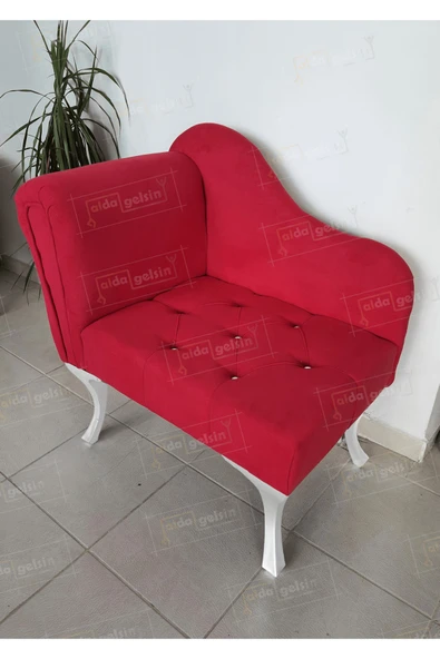 aldagelsin Yeni Model Tekli Köşe Koltuğu Josefin Bench Beyaz Ayak Kırmızı 75 x 45 ürün görseli 1