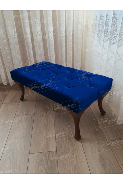 aldagelsin Kapitoneli Ayak Ucu Kapı Önü Antre Bench Puf Ceviz Ayak (100*45) Lacivert 100 x 40 ürün görseli 1