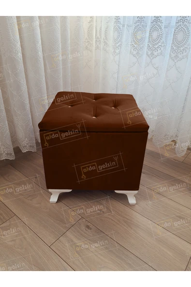 aldagelsin Lüks Sandıklı Tabure Puf 45 x 45 cm Kahve 45 x 45 ürün görseli 1