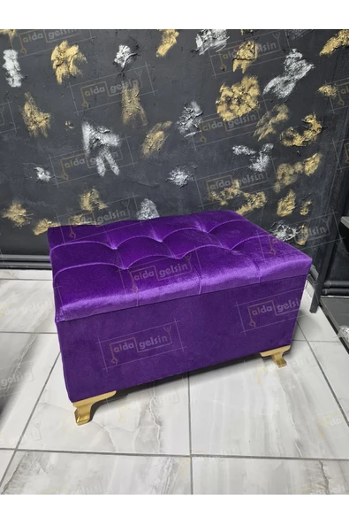 aldagelsin Çizgi Sandıklı Puf Bench 80 cm Özel Renk Ayak Lila 45 x 80 ürün görseli 1