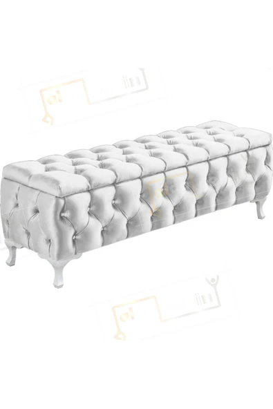 aldagelsin Lüks Sandıklı Chester Puf Bench Ayakucu Koltuk 110 Cm Beyaz 110 x 42 ürün görseli 1