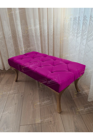 aldagelsin Kapitoneli Ayak Ucu Kapı Önü Antre Bench Puf Gold Ayak (110*45) Mor 110 x 40 ürün görseli 1