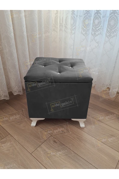 aldagelsin Lüks Sandıklı Tabure Puf 45 x 45 cm Antrasit 45 x 45 ürün görseli 1