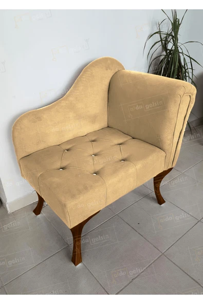 aldagelsin Yeni Model Ters Kol Tekli Köşe Koltuğu Josefin Bench Ceviz Ayak Vizon 75 x 45 ürün görseli 1