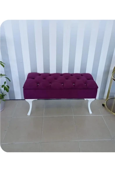 aldagelsin Lüks Yarım Sandıklı Kapitoneli Dekoratif Puf Bench 120cm Mor 90 x 45 ürün görseli 1