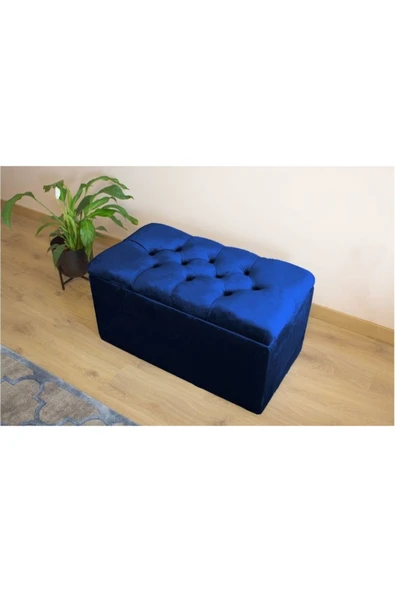 aldagelsin Lüks Sandıklı Kapitoneli Puf 80 cm Lacivert 80 x 40 ürün görseli 1