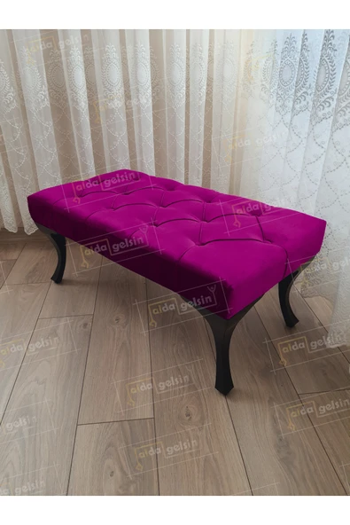 aldagelsin Kapitoneli Ayak Ucu Kapı Önü Antre Bench Puf Siyah Ayak (110*45) Mor 110 x 42 ürün görseli 1