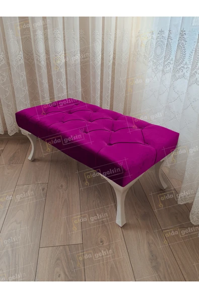 aldagelsin Kapitoneli Ayak Ucu Kapı Önü Antre Bench Puf Beyaz Ayak (90*45) Mor 90 x 45 ürün görseli 1