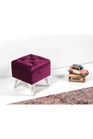 aldagelsin Lüks Sandıklı Tabure Puf Mor 1 45 x 45 ürün görseli 1