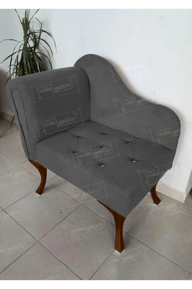 aldagelsin Yeni Model Tekli Köşe Koltuğu Josefin Bench Ceviz Ayak Antrasit Gri 75 x 45 ürün görseli 1