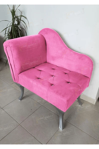 aldagelsin Yeni Model Tekli Köşe Koltuğu Josefin Bench Gümüş Ayak Pembe 75 x 45 ürün görseli 1