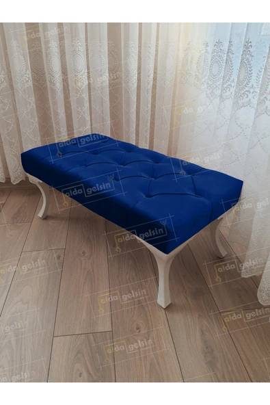 aldagelsin Kapitoneli Ayak Ucu Kapı Önü Antre Bench Puf Beyaz Ayak (100*45) Lacivert 100 x 40 ürün görseli 1
