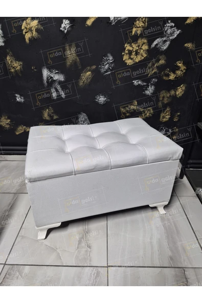 aldagelsin Çizgi Sandıklı Puf Bench 80 cm Özel Renk Ayak Beyaz 45 x 80 ürün görseli 1