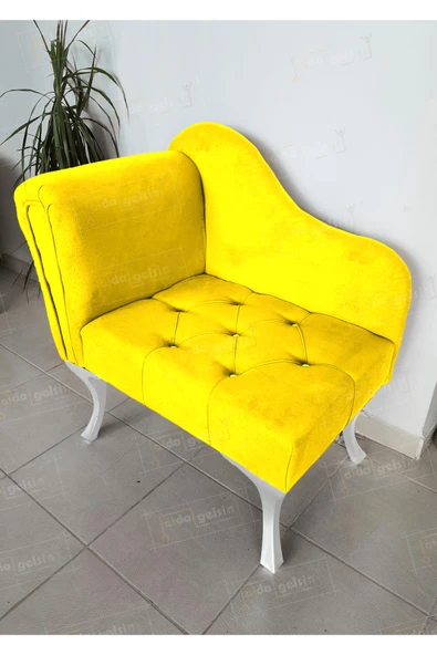 aldagelsin Yeni Model Tekli Köşe Koltuğu Josefin Bench Beyaz Ayak Sarı 75 x 45 ürün görseli 1