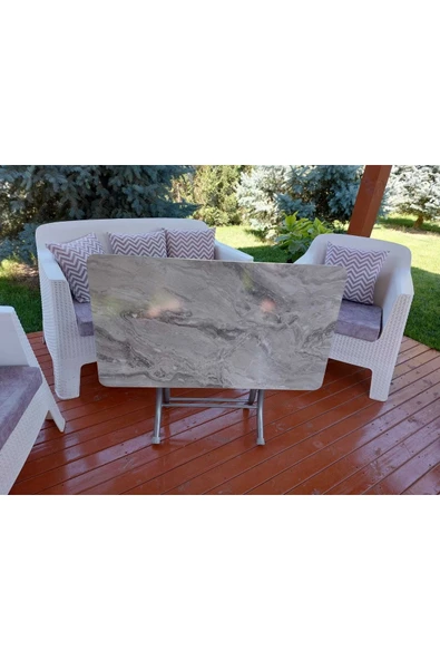 aldagelsin Dekoratif Katlanır Masa Bahçe Ve Çalışma Masası 60*110 GRİ MERMER DESEN Gri Mermer ürün görseli 1