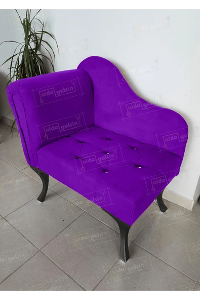 aldagelsin Yeni Model Tekli Köşe Koltuğu Josefin Bench Siyah Ayak Eflatun 75 x 45 ürün görseli 1