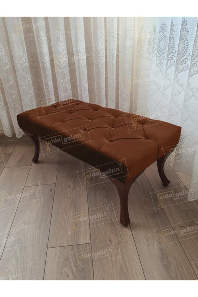 aldagelsin Kapitoneli Ayak Ucu Kapı Önü Antre Bench Puf Ceviz Ayak (120*45) Kahve 120 x 45 ürün görseli 1