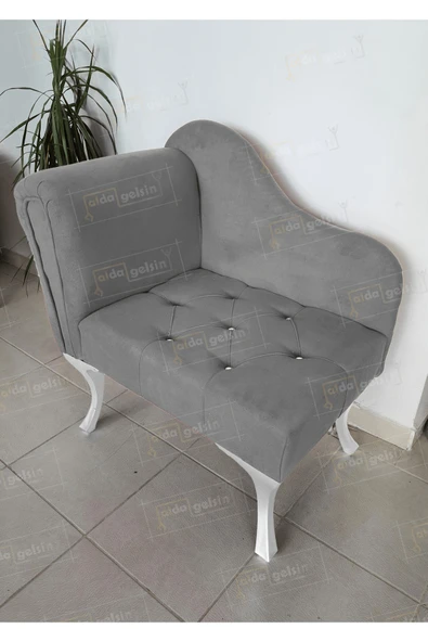 aldagelsin Yeni Model Tekli Köşe Koltuğu Josefin Bench Beyaz Ayak Gri 75 x 45 ürün görseli 1