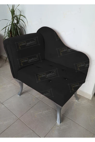 aldagelsin Yeni Model Tekli Köşe Koltuğu Josefin Bench Gümüş Ayak Siyah 75 x 45 ürün görseli 1