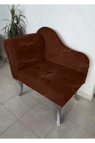 aldagelsin Yeni Model Tekli Köşe Koltuğu Josefin Bench Gümüş Ayak Kahve 75 x 45 ürün görseli 1