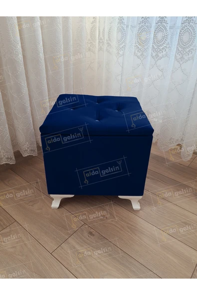 aldagelsin Lüks Sandıklı Tabure Puf 45 x 45 cm Lacivert 45 x 45 ürün görseli 1