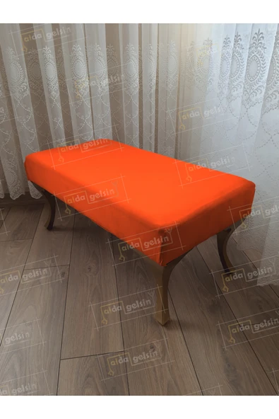 aldagelsin Ayak Ucu Kapı Önü Antre Düz Bench Puf Orta Sehpa Gold Ayak (100*45) Turuncu 100 x 40 ürün görseli 1