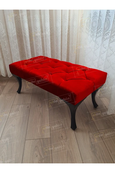 aldagelsin Kapitoneli Ayak Ucu Kapı Önü Antre Bench Puf Siyah Ayak (120*45) Kırmızı 120 x 45 ürün görseli 1