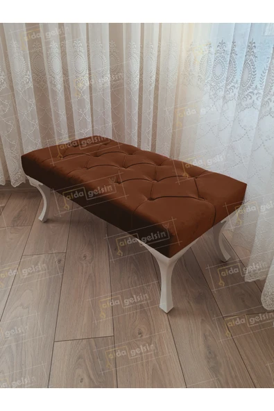 aldagelsin Kapitoneli Ayak Ucu Kapı Önü Antre Bench Puf Beyaz Ayak (90*45) Kahve 90 x 45 ürün görseli 1