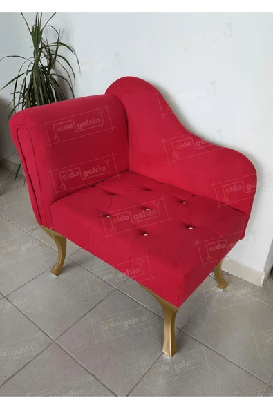 aldagelsin Yeni Model Tekli Köşe Koltuğu Josefin Bench Gold Ayak Kırmızı 75 x 45 ürün görseli 1