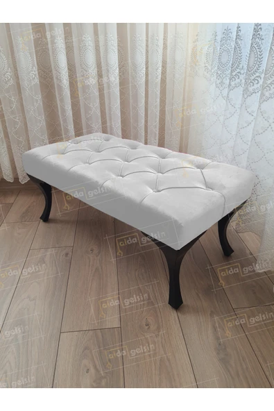 aldagelsin Kapitoneli Ayak Ucu Kapı Önü Antre Bench Puf Siyah Ayak (90*45) Beyaz 90 x 45 ürün görseli 1