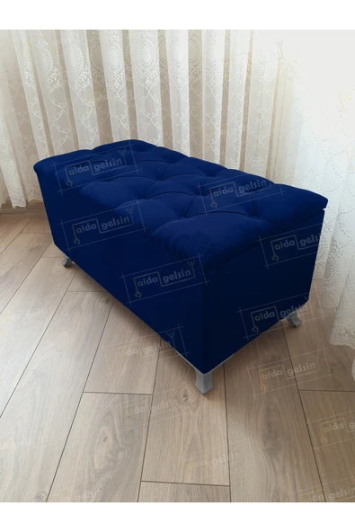 aldagelsin Lüks Sandıklı Kapitoneli Ayakucu Puf Bench 110 cm Gümüş Ayak Laci 110 x 42 ürün görseli 1