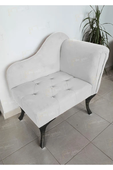 aldagelsin Yeni Model Ters Kol Tekli Köşe Koltuğu Josefin Bench Siyah Ayak Beyaz 75 x 45 ürün görseli 1