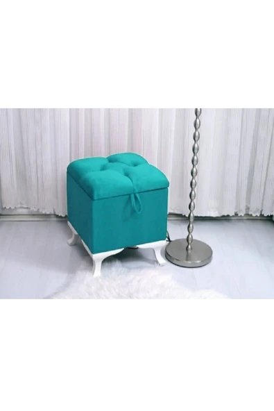 aldagelsin Lüks Sandıklı Kapitoneli Puf 45*45 Cm Turkuaz 45 x 45 ürün görseli 1