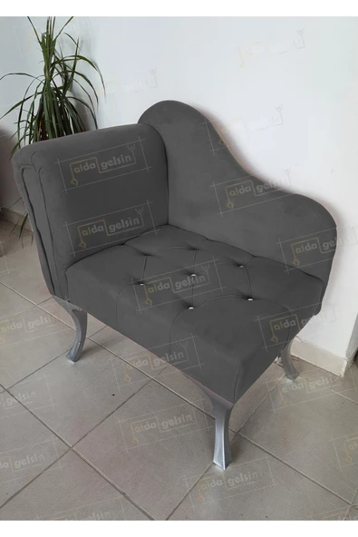 aldagelsin Yeni Model Tekli Köşe Koltuğu Josefin Bench Gümüş Ayak Antrasit Gri 75 x 45 ürün görseli 1