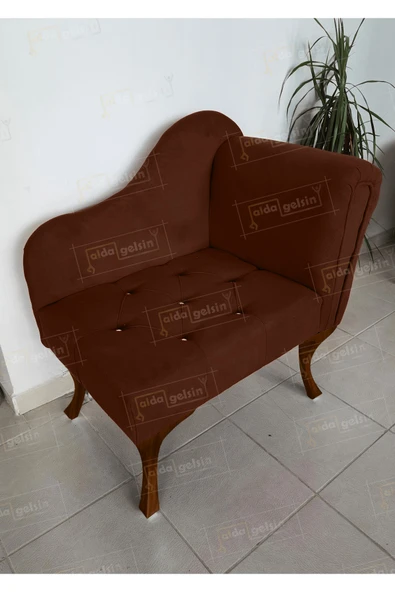 aldagelsin Yeni Model Ters Kol Tekli Köşe Koltuğu Josefin Bench Ceviz Ayak Kahve 75 x 45 ürün görseli 1