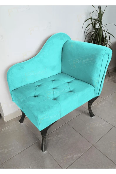 aldagelsin Yeni Model Ters Kol Tekli Köşe Koltuğu Josefin Bench Siyah Ayak Turkuaz 75 x 45 ürün görseli 1