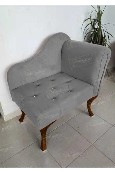 aldagelsin Yeni Model Ters Kol Tekli Köşe Koltuğu Josefin Bench Ceviz Ayak Gri 75 x 45 ürün görseli 1