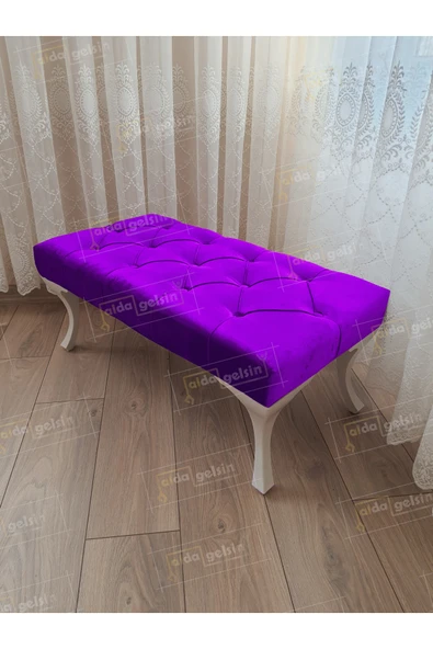 aldagelsin Kapitoneli Ayak Ucu Kapı Önü Antre Bench Puf Beyaz Ayak (100*45) Lila 100 x 40 ürün görseli 1