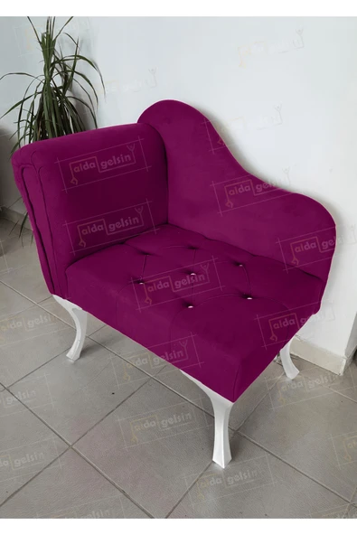 aldagelsin Yeni Model Tekli Köşe Koltuğu Josefin Bench Beyaz Ayak Mor 75 x 45 ürün görseli 1