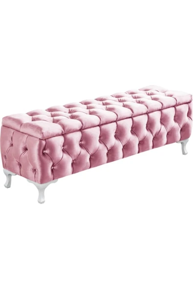 aldagelsin Sandıklı Chester Puf Bench Ayakucu Koltuk 90 cm Pembe 90 x 45 ürün görseli 1