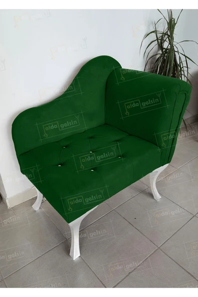 aldagelsin Yeni Model Ters Kol Tekli Köşe Koltuğu Josefin Bench Beyaz Ayak Yeşil 75 x 45 ürün görseli 1