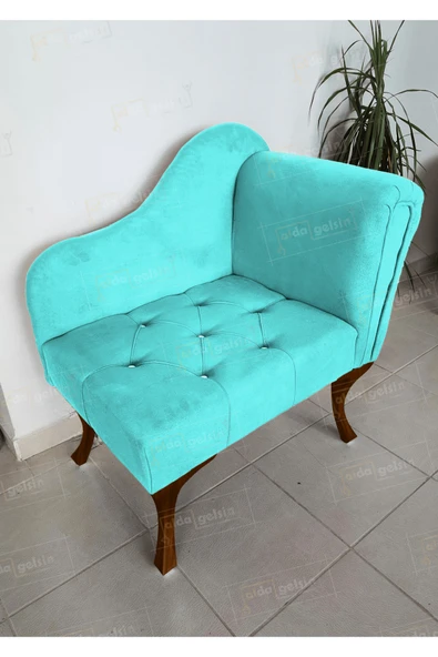 aldagelsin Yeni Model Ters Kol Tekli Köşe Koltuğu Josefin Bench Ceviz Ayak Turkuaz 75 x 45 ürün görseli 1