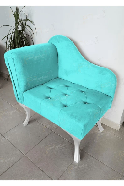 aldagelsin Yeni Model Tekli Köşe Koltuğu Josefin Bench Beyaz Ayak Turkuaz 75 x 45 ürün görseli 1