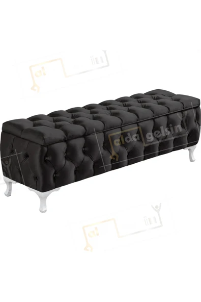 aldagelsin Lüks Sandıklı Chester Puf Bench Ayakucu Koltuk 90 Cm Siyah 90 x 45 ürün görseli 1