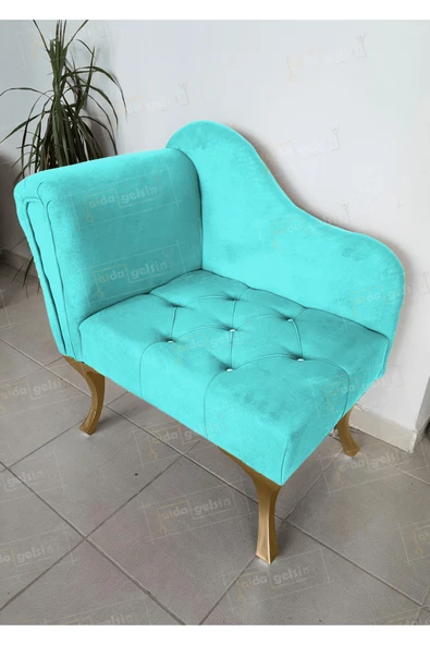 aldagelsin Yeni Model Tekli Köşe Koltuğu Josefin Bench Gold Ayak Turkuaz 75 x 45 ürün görseli 1