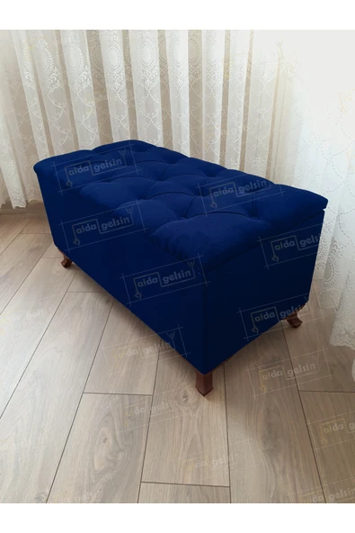 aldagelsin Lüks Sandıklı Kapitoneli Ayakucu Puf Bench 100 cm Ceviz Ayak Laci ürün görseli 1